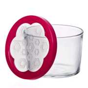 Банка стеклянная с крышкой для хранения закваски (фуксия крышка) / 220 мл