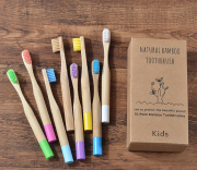 Бамбуковая зубная щётка c круглой ручкой (детская, мягкая) фиолетовая / арт.1634-2