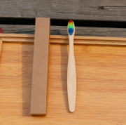 Бамбуковая зубная щётка c плоской ручкой детская (цвет радуга) / арт.1679